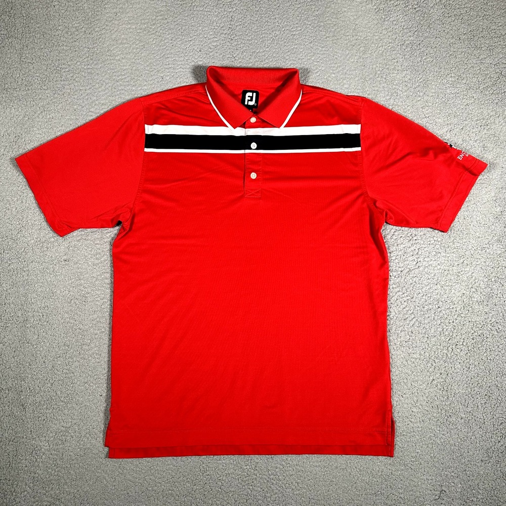 FootJoy FJ Shirt Mens Large Red Performance Golf Perfomrance Polo Logo Stretch
